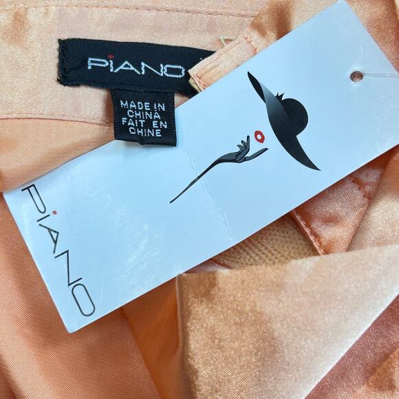 Vintage Piano Blouse Peach melon snap down size large NWT - Picture 4 of 7